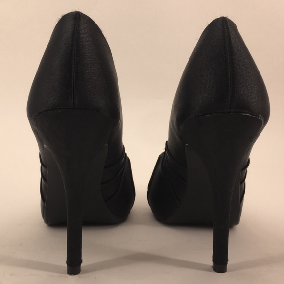 KELLY & KATIE Black Peep-toe Platform Pumps Size 8 - Picture 4 of 6